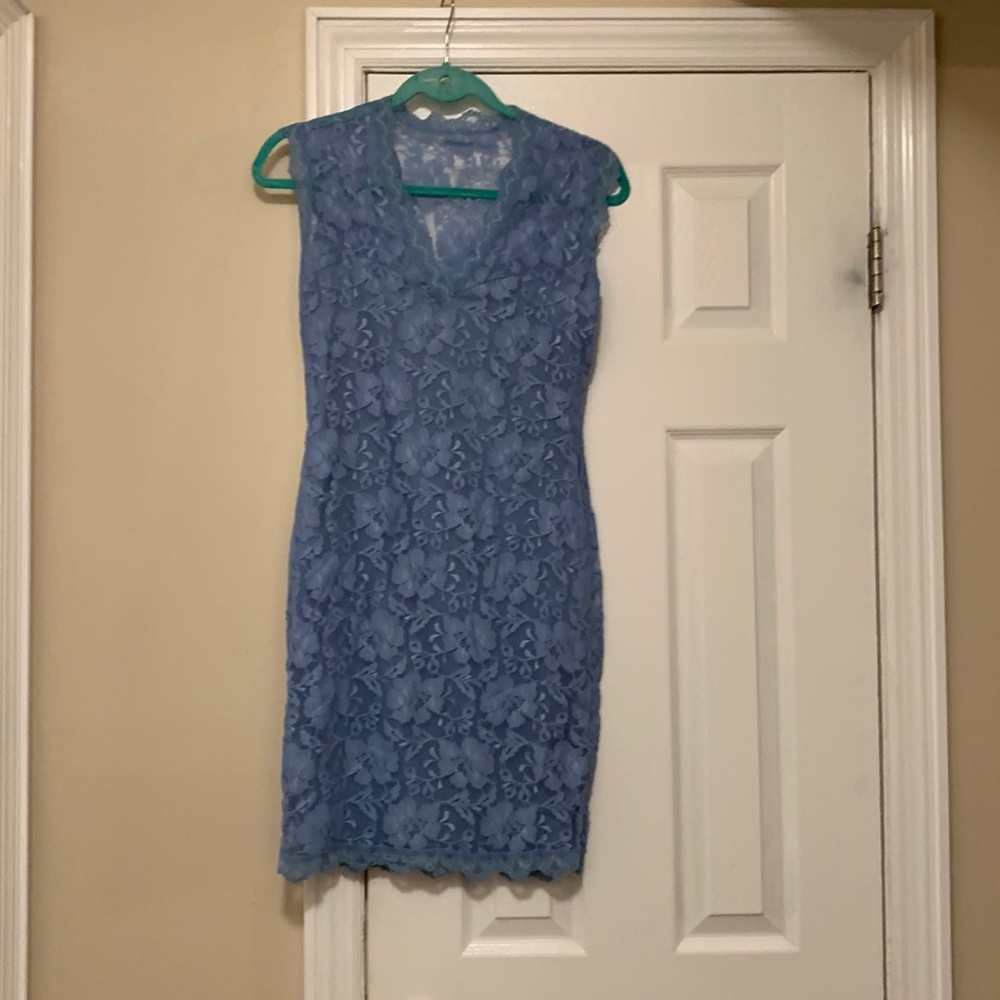 Blue lace mini dress